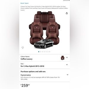 Ford C-max hybrid 2013-2018 seat cover set BROWN NEW